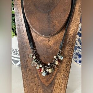 Silpada Sterling Silver Black Suede Oxidized Pearl and Glass Bead Necklace N1263